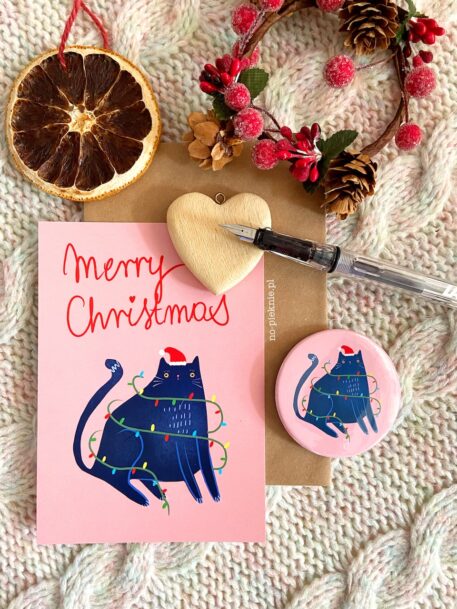kartka swiatczena z kotem