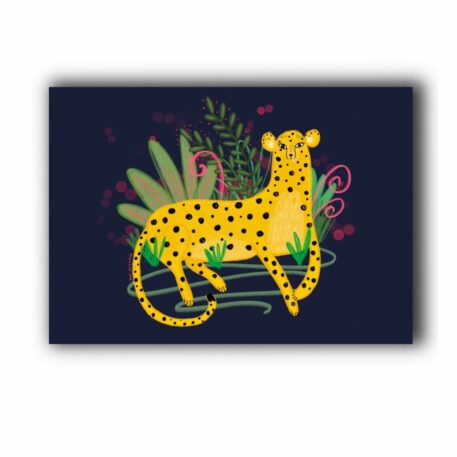 plakat gepard na czarnym tle