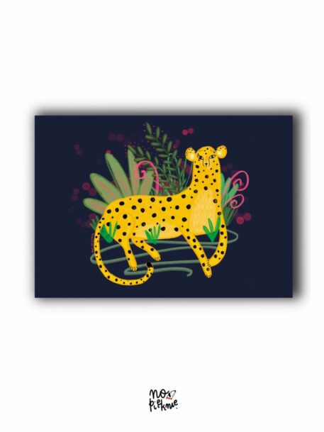 plakat gepard na czarnym tle
